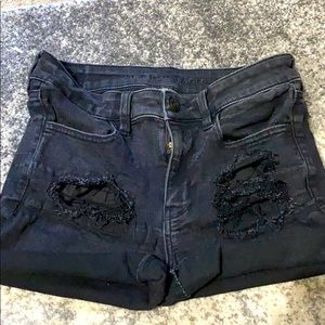 American Eagle black ripped shorts